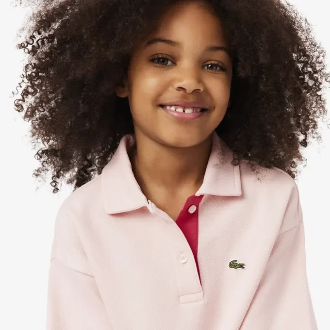 Polo oversize de piqué para niña