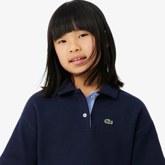 Polo oversize de piqué para niña