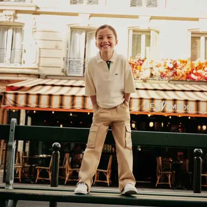 Polo oversize de piqué para niña