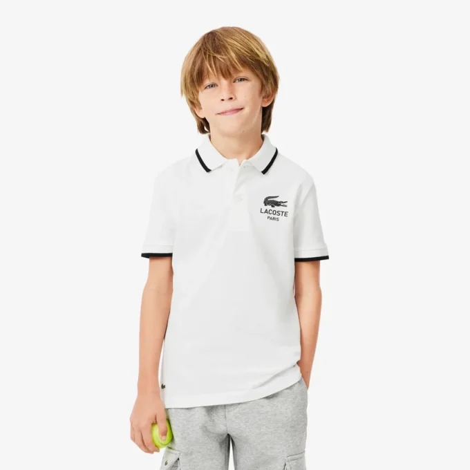 Polo Petit Piqué con cuello a rayas para niño