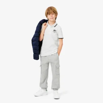 Polo Petit Piqué con cuello a rayas para niño