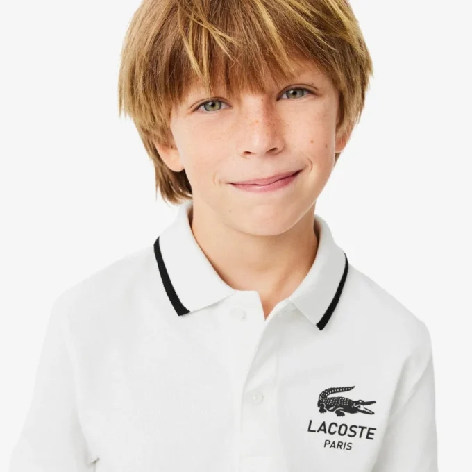 Polo Petit Piqué con cuello a rayas para niño