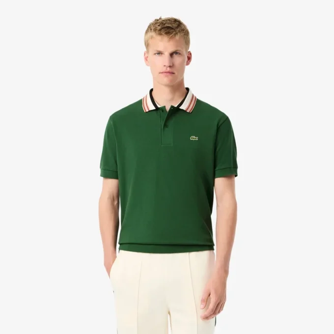 Polos de cuello rayado de corte clásico «Made in France» para hombre