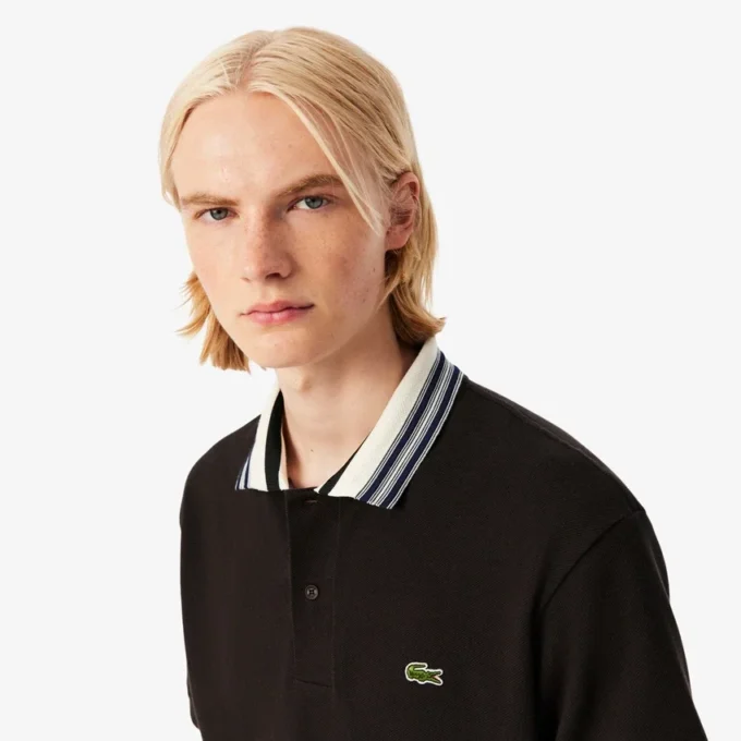 Polos de cuello rayado de corte clásico «Made in France» para hombre