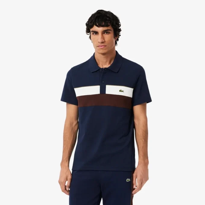 Polos de piqué fino con bloques de color y corte regular para hombre
