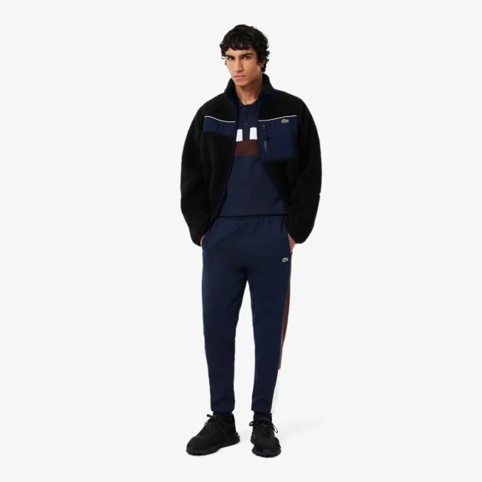 Polos de piqué fino con bloques de color y corte regular para hombre