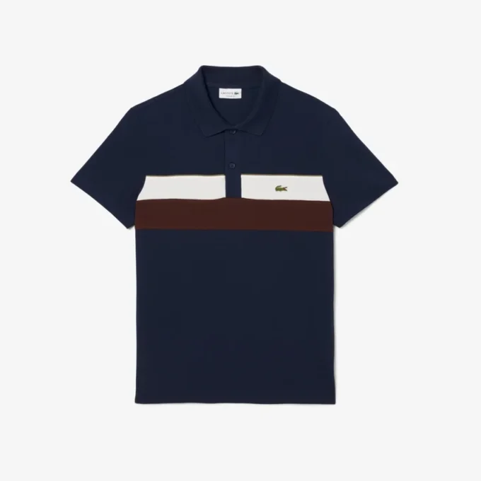 Polos de piqué fino con bloques de color y corte regular para hombre