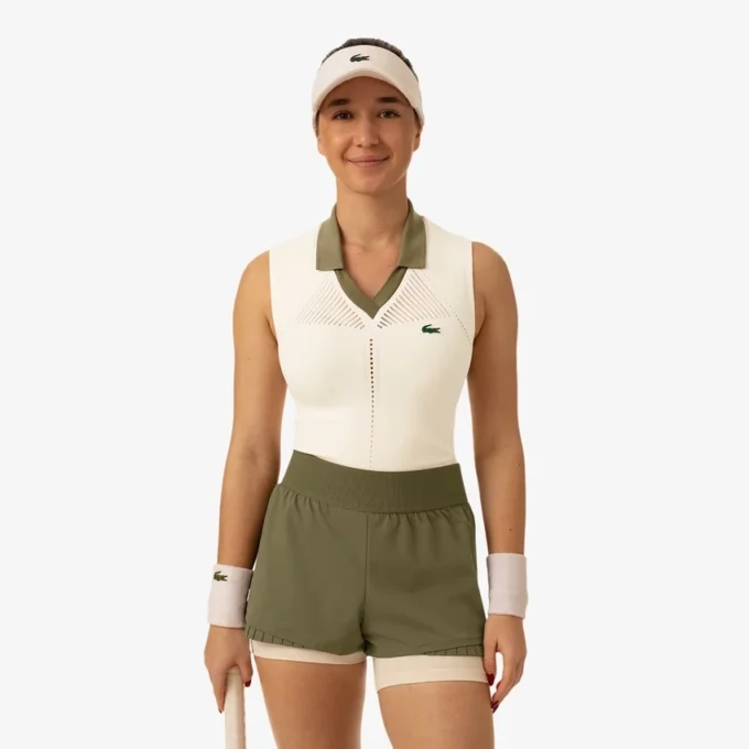 Polos de tenis sin mangas de punto elástico para mujer