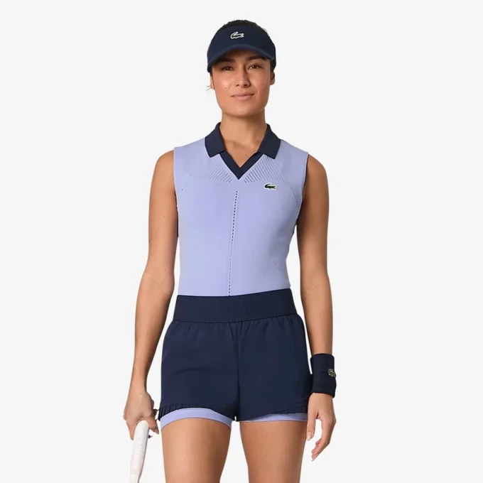 Polos de tenis sin mangas de punto elástico para mujer