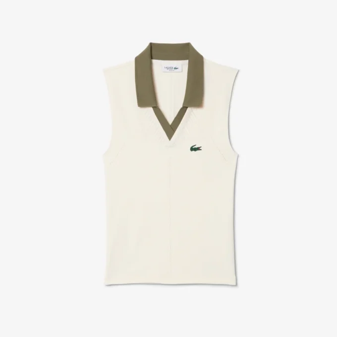 Polos de tenis sin mangas de punto elástico para mujer