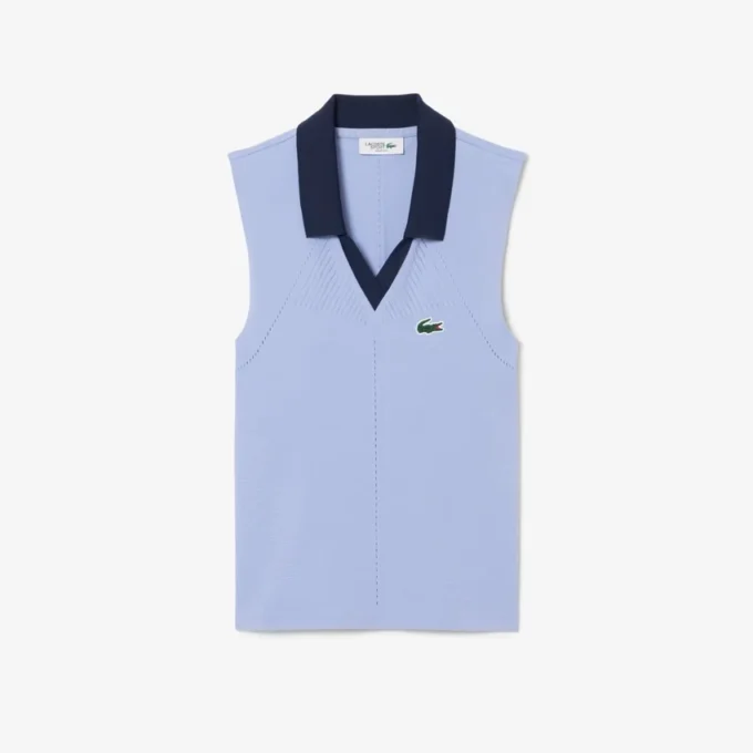 Polos de tenis sin mangas de punto elástico para mujer