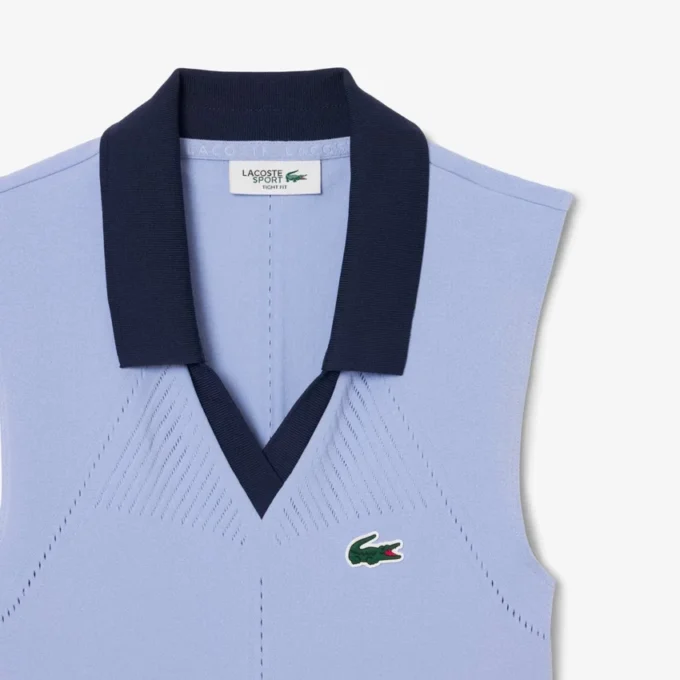 Polos de tenis sin mangas de punto elástico para mujer