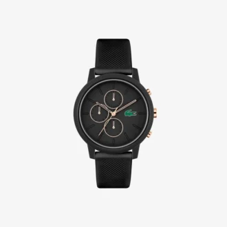 Reloj Lacoste.12.12 Chrono en silicona negra y oro clavel
