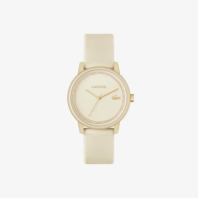 Reloj Lacoste.12.12 Go de 3 agujas con correa de silicona color champán