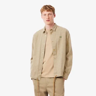Sobrecamisa de cuadros de algodón grueso oversize para hombre