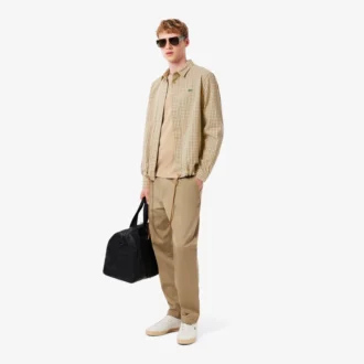 Sobrecamisa de cuadros de algodón grueso oversize para hombre