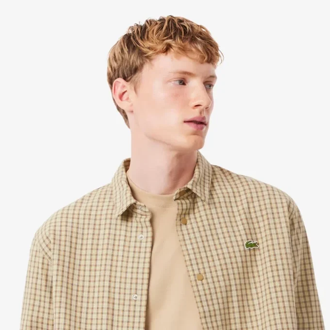 Sobrecamisa de cuadros de algodón grueso oversize para hombre