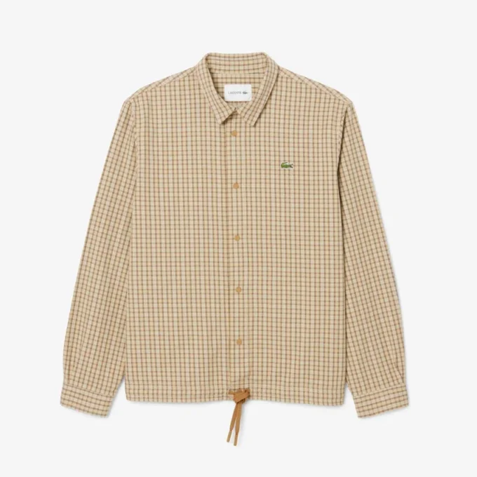 Sobrecamisa de cuadros de algodón grueso oversize para hombre