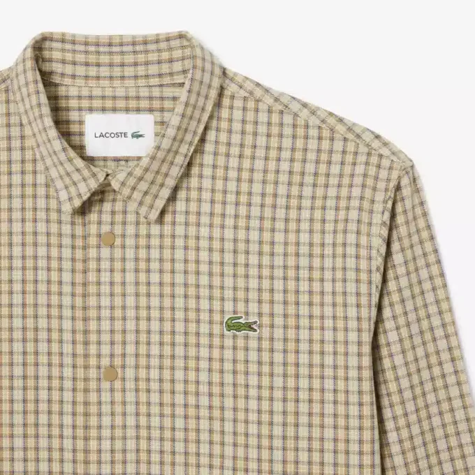 Sobrecamisa de cuadros de algodón grueso oversize para hombre