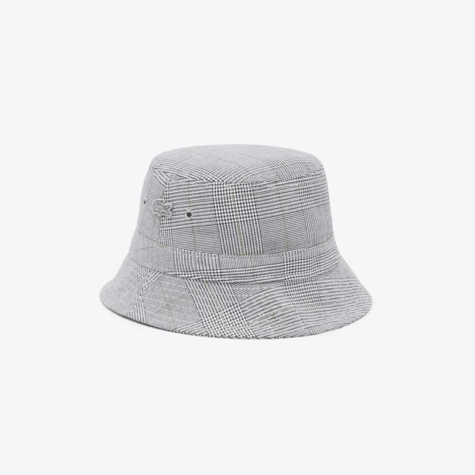 Sombrero de pescador unisex de algodón a cuadros de doble cara