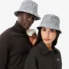 Sombrero de pescador unisex de algodón a cuadros de doble cara