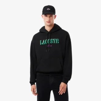 Sudadera con capucha bordada de corte holgado para hombre