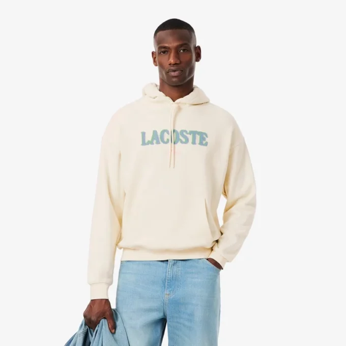 Sudadera con capucha bordada de corte holgado para hombre