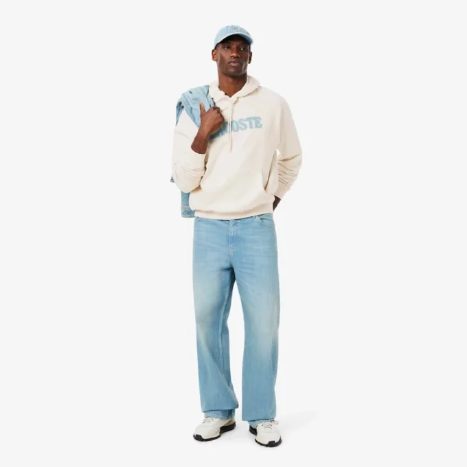 Sudadera con capucha bordada de corte holgado para hombre