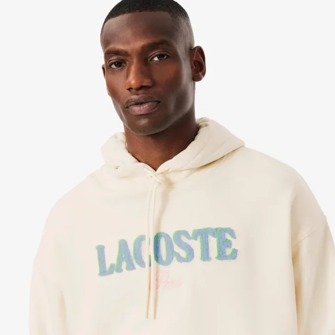 Sudadera con capucha bordada de corte holgado para hombre