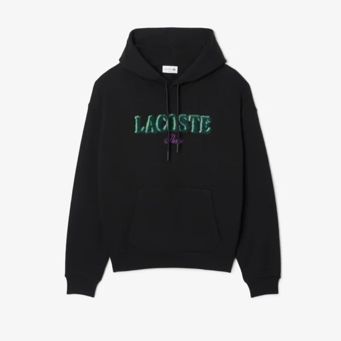 Sudadera con capucha bordada de corte holgado para hombre