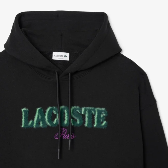 Sudadera con capucha bordada de corte holgado para hombre
