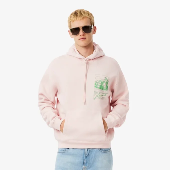 Sudadera con capucha de felpa estampada para hombre