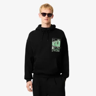 Sudadera con capucha de felpa estampada para hombre