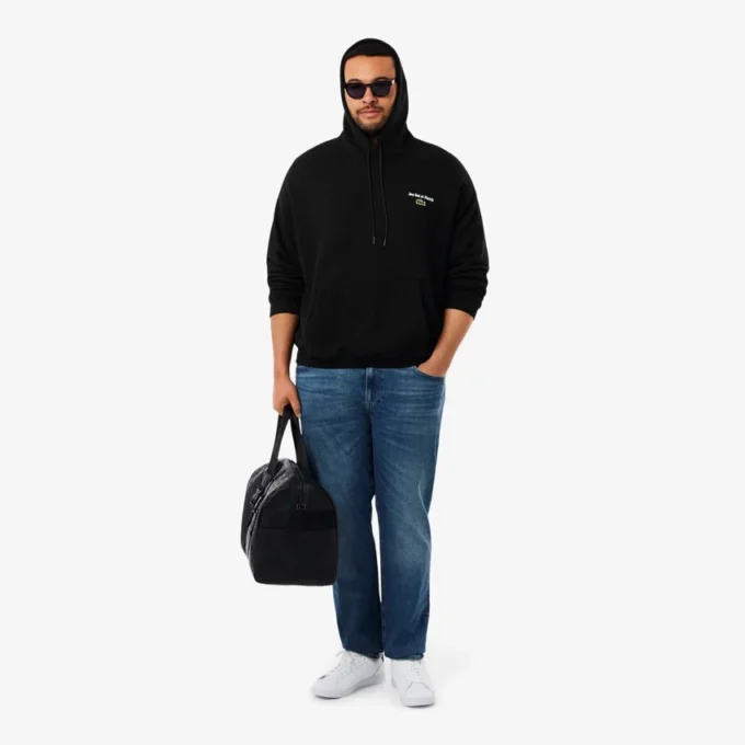 Sudadera con capucha de felpa estampada para hombre