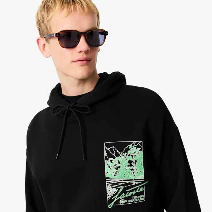 Sudadera con capucha de felpa estampada para hombre