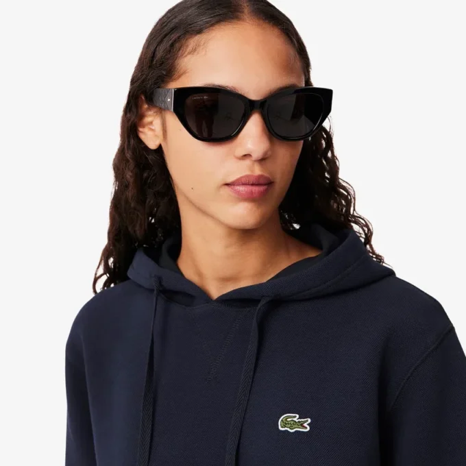 Sudadera con capucha de piqué de corte holgado para mujer