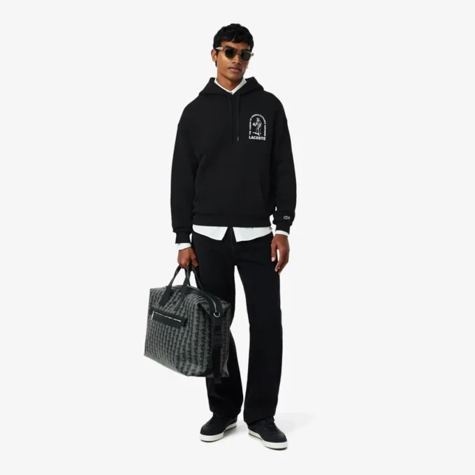 Sudadera con capucha estampada de corte holgado