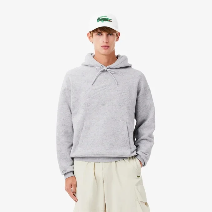 Sudadera con capucha estampada de corte holgado para hombre