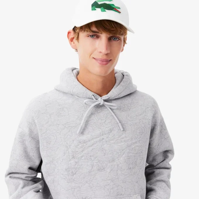 Sudadera con capucha estampada de corte holgado para hombre