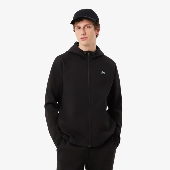 Sudadera con capucha y cremallera de deporte elástica