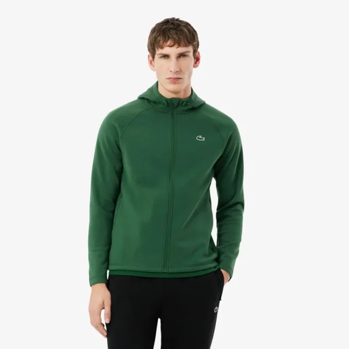 Sudadera con capucha y cremallera de deporte elástica
