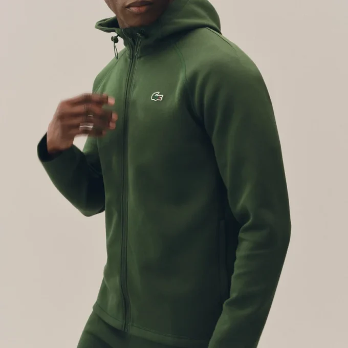 Sudadera con capucha y cremallera de deporte elástica
