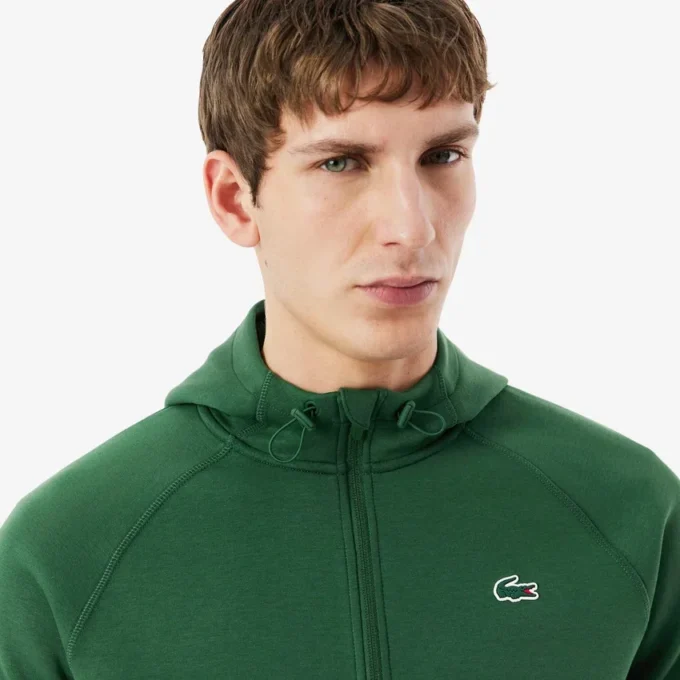Sudadera con capucha y cremallera de deporte elástica