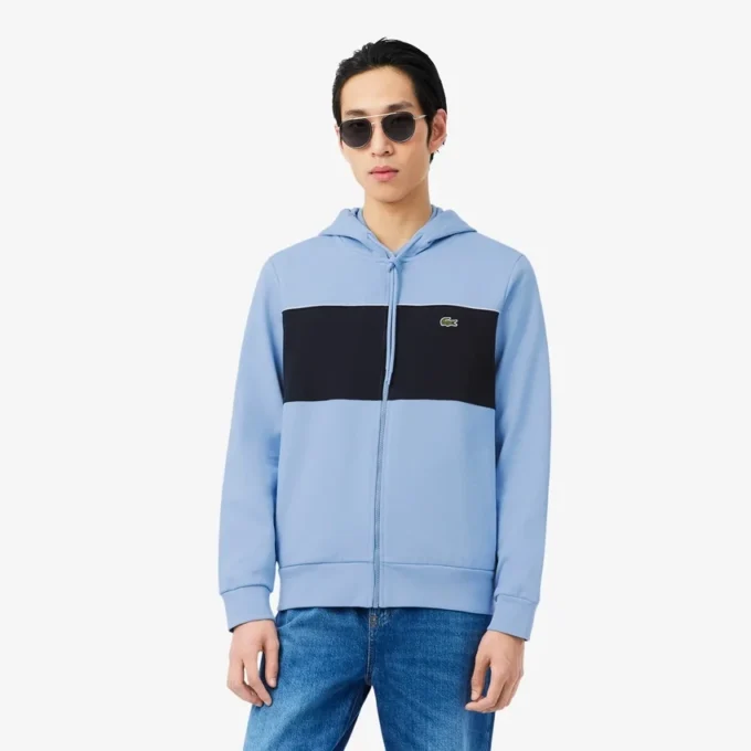Sudadera con capucha y cremallera en bloques de color