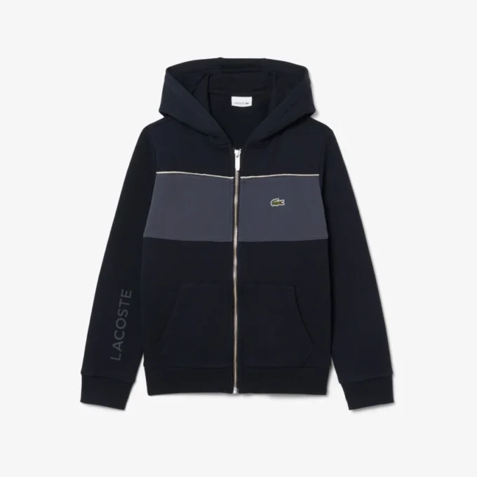 Sudadera con capucha y cremallera en bloques de color