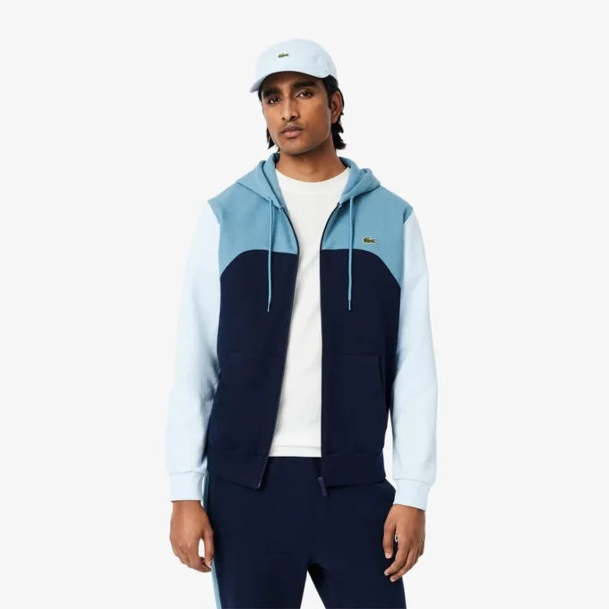 Sudadera con capucha y cremallera para hombre en bloques de color
