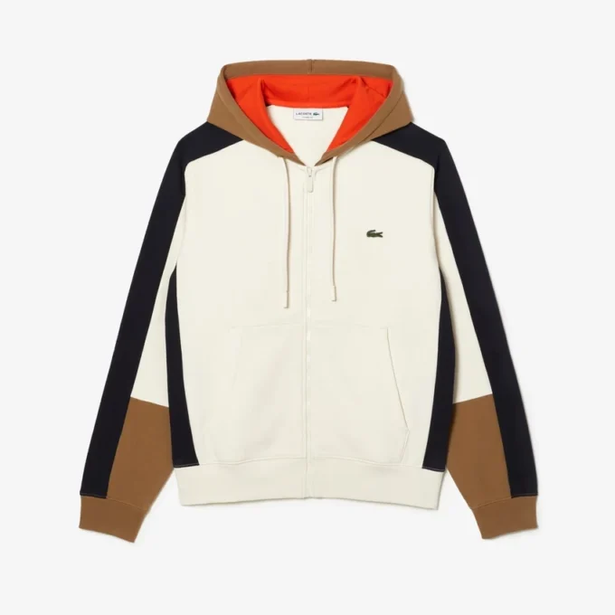 Sudadera con capucha y cremallera para hombre en bloques de color