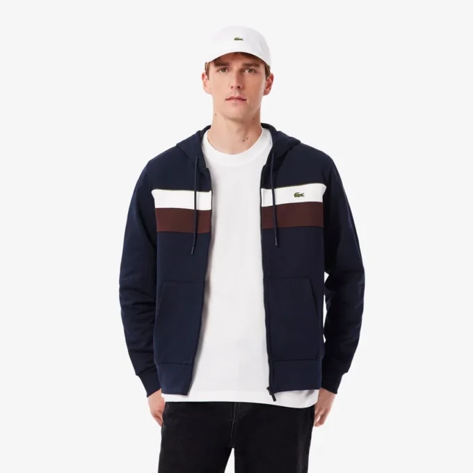 Sudadera con capucha y cremallera para hombre en bloques de color