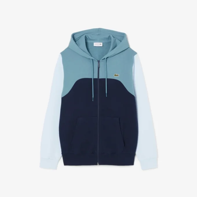 Sudadera con capucha y cremallera para hombre en bloques de color