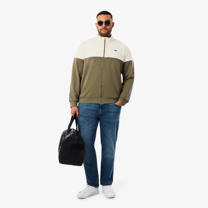 Sudadera con cremallera y bloques de color para hombre